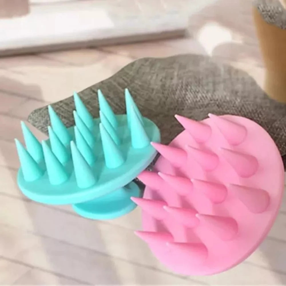 Escova Massageadora de Silicone para Shampoo e Limpeza do Couro Cabeludo