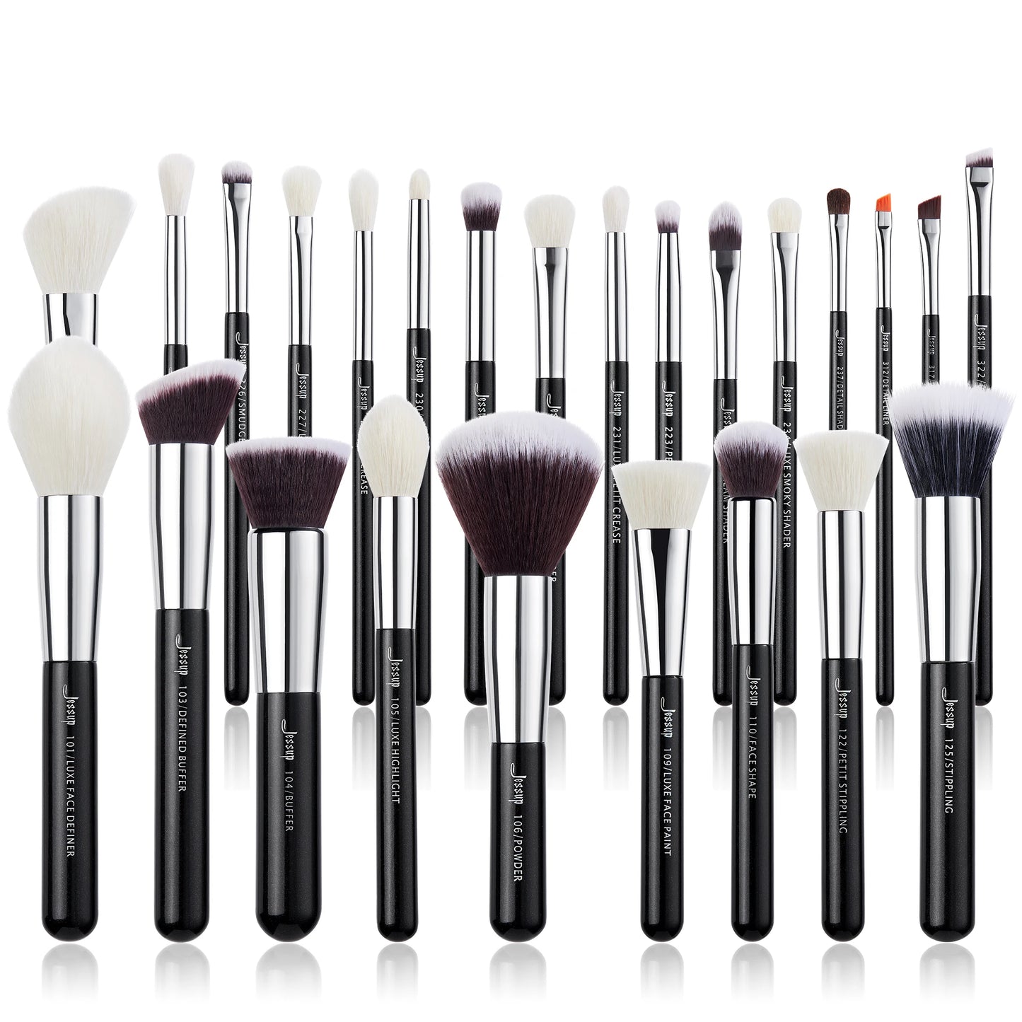 Conjunto de Pincéis Profissionais para Maquiagem Jessup 25 Peças - Para Base, Pó, Contorno, Sombra, Blush e Mais