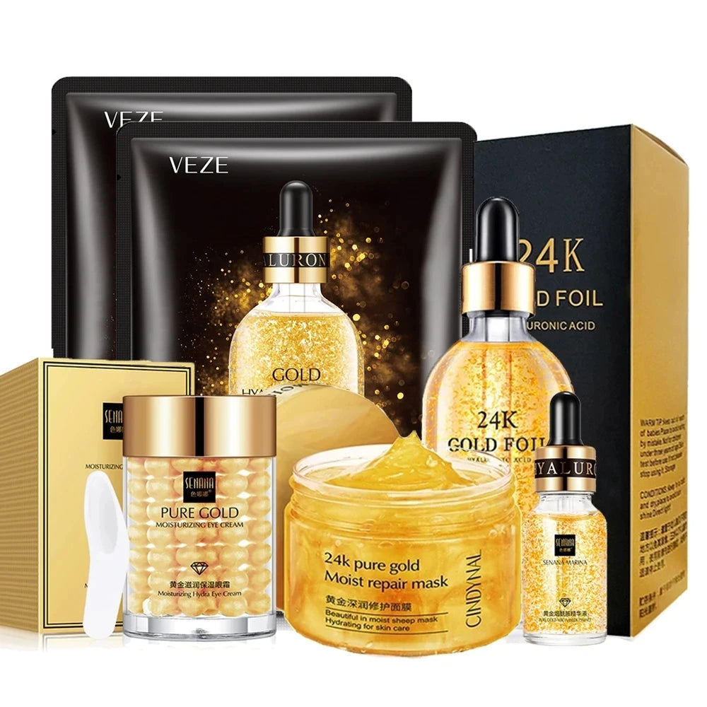 Kit de Cuidados Faciais 24k Gold – Hidratação e Reparação Completa