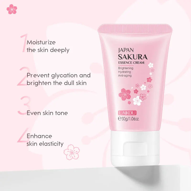 Creme Facial Essência Sakura 30g LAIKOU – Hidratante e Refrescante com Flor de Cerejeira