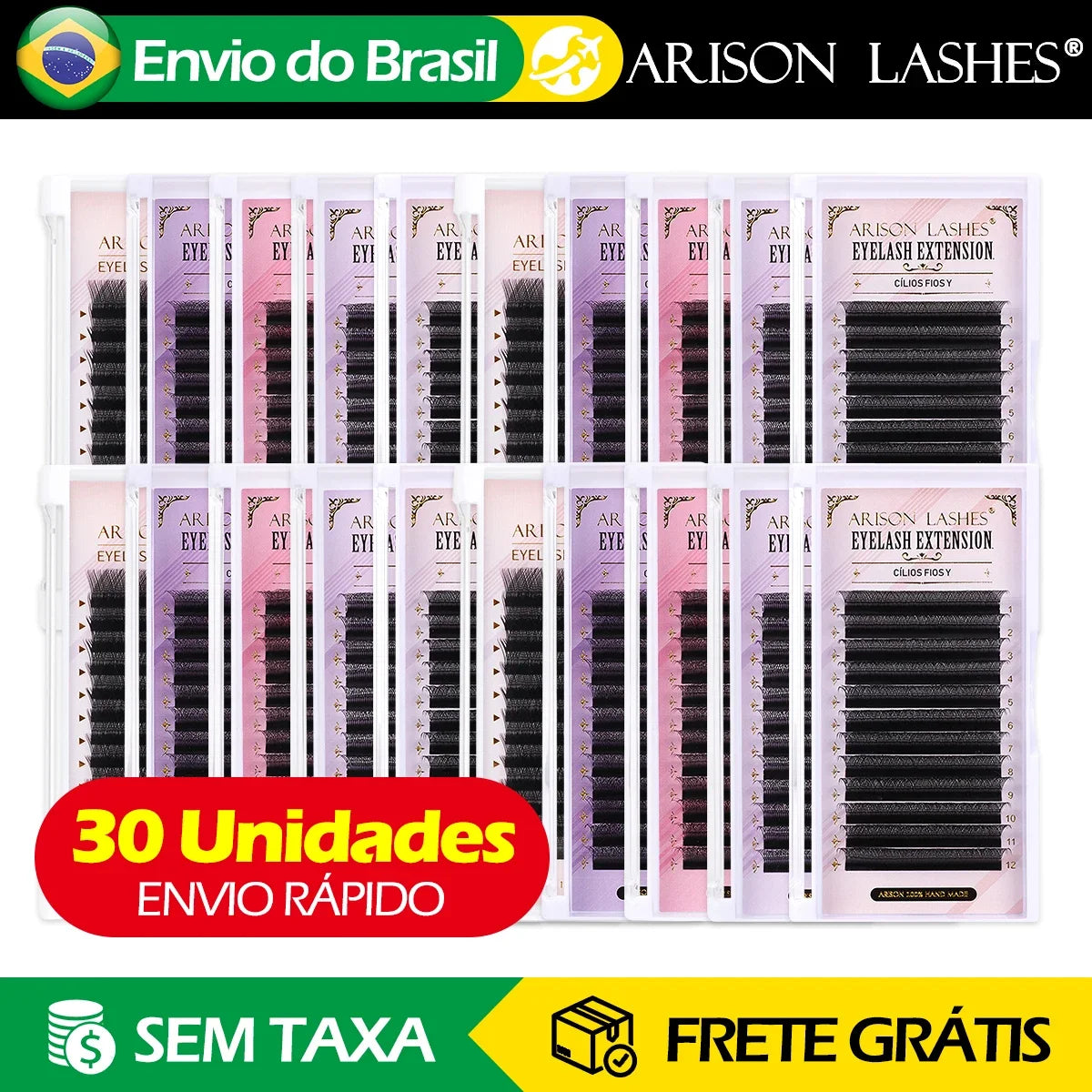 30x Extensões de Cílios Volume Premade YY 3D/4D/5D/6D/8D Forma W para Atacado