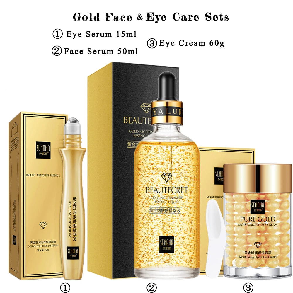 Kit de Cuidados Faciais 24k Gold – Hidratação e Reparação Completa